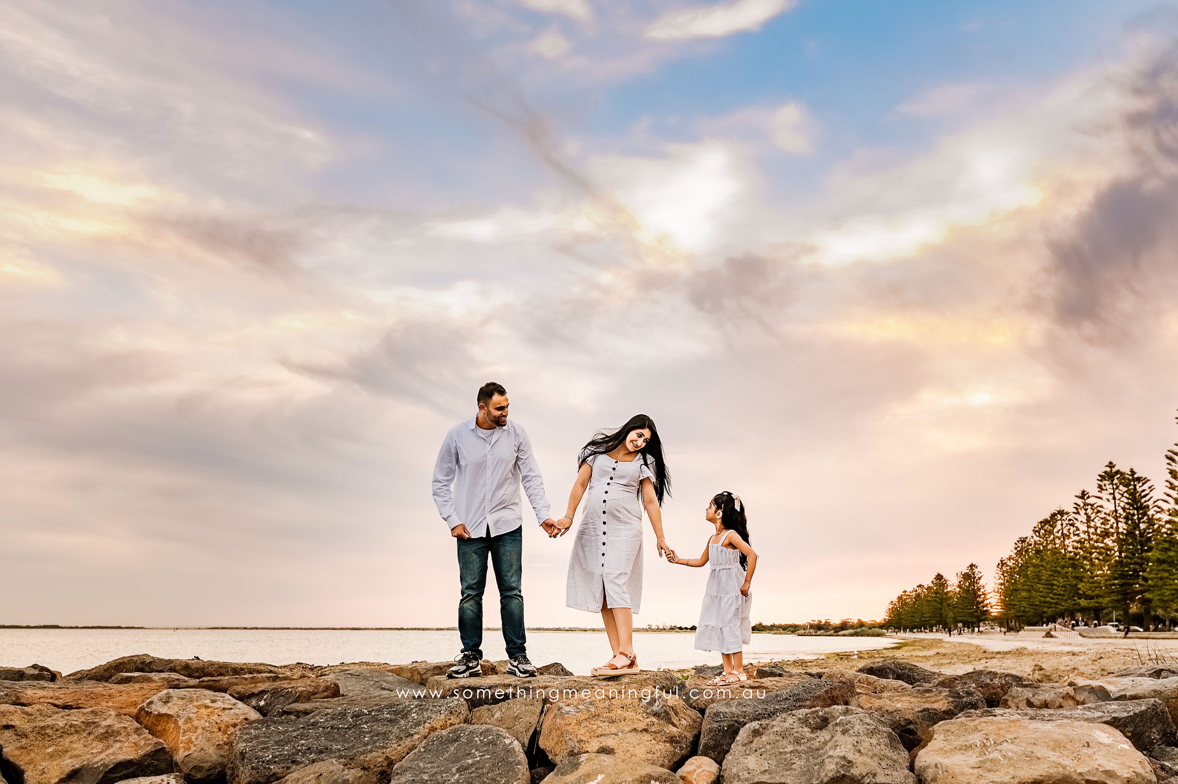 Beautiful outdoor Maternity Photography Melbourne West capturing a loving family's anticipation amidst the scenic landscapes of Melbourne's West.